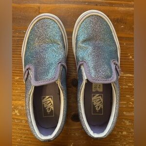 Vans Kids Glitter Slip-On Shoes - Blue and Purple
